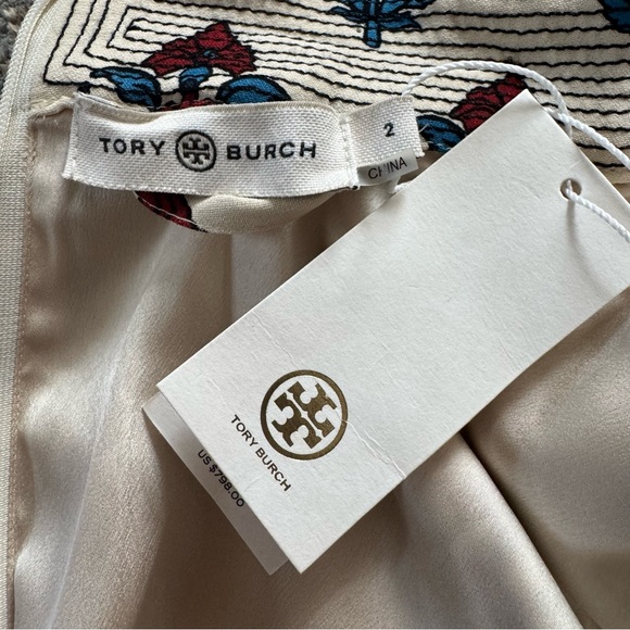 NWT Tory Burch Crepe Button Sheath Dress Blue Marina Print Size 2 - Picture 13 of 13